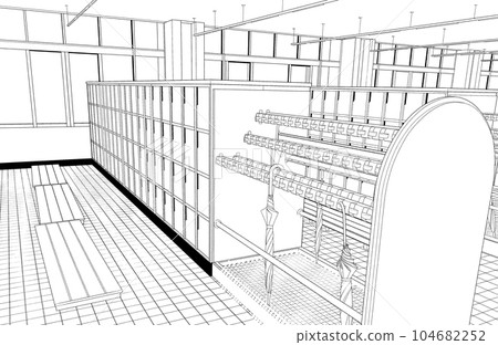 漫畫風格的鋼筆劃插圖 school_entrance 漫畫風格的鋼筆劃插圖 school_entrance 104682252