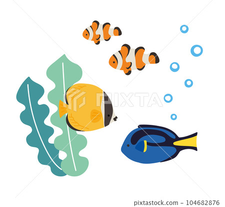 夏季海可愛魚矢量插圖集 夏季海可愛魚矢量插圖集 104682876