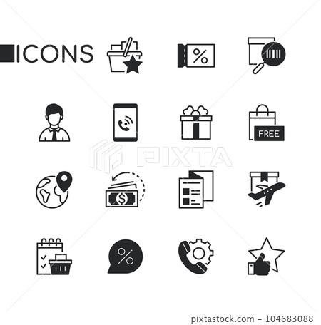 Shopping and delivery - set of line design style icons 104683088