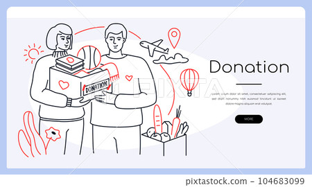 Donation and charity - modern colorful line design style banner 104683099