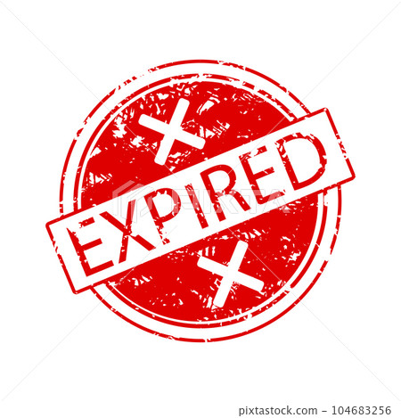 Expired rubber stamp and end date, time-bound and limited time 104683256