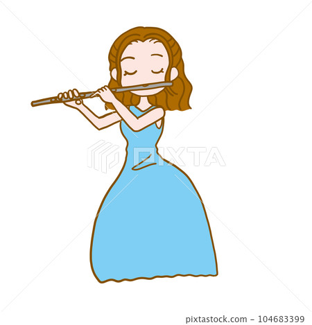 A woman blowing a flute 104683399