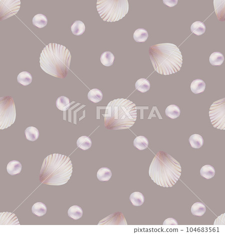 Watercolor seamless pattern with shells and pearls. Hand painting clipart underwater life objects on a white isolated background. For designers, decoration, postcards, wrapping paper, scrapbooking, Watercolor seamless pattern with shells and pearls. Hand painting clipart underwater life objects on a white isolated background. For designers, decoration, postcards, wrapping paper, scrapbooking, 104683561