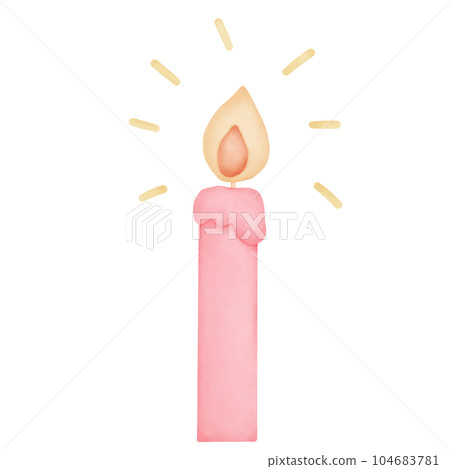 Watercolor candle birthday  104683781