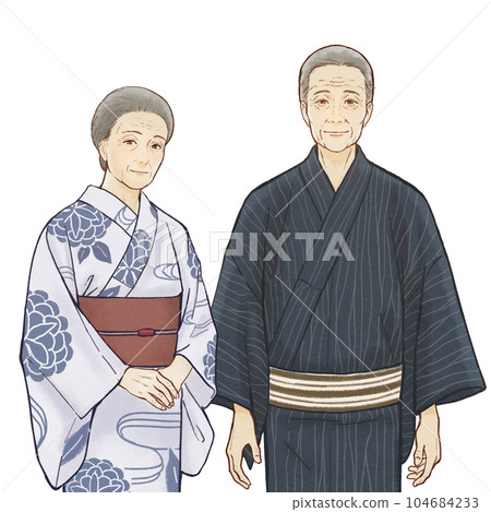 穿著浴衣的老年夫婦 104684233