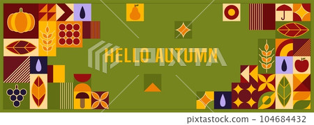 Autumn banner in geometric style. 104684432