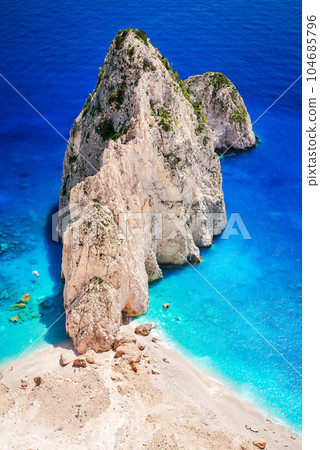 Zakynthos, Greece. Aerial view Myzithres viewpoint, Keri, Greek Islands and Ionian Sea. Zakynthos, Greece. Aerial view Myzithres viewpoint, Keri, Greek Islands and Ionian Sea. 104685796