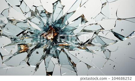 Bullet holes in glass: detailed CG 104686252