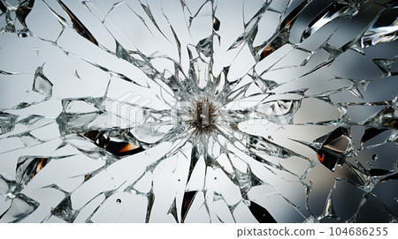 玻璃上的彈孔:詳細的 CG 玻璃上的彈孔:詳細的 CG 104686255