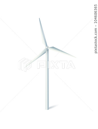 Wind power plant and factory. Wind turbines. Green energy industrial concept. Vector 104686365