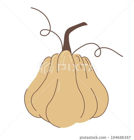 White pumpkin vector illustration. Autumn Halloween or Thanksgiving pumpkin symbol. Flat design. White silhouette isolated on background. Cartoon colorful illustration. White pumpkin vector illustration. Autumn Halloween or Thanksgiving pumpkin symbol. Flat design. White silhouette isolated on background. Cartoon colorful illustration. 104686387