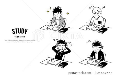矢量插畫素材:青少年學習、男孩、學生、套裝 矢量插畫素材:青少年學習、男孩、學生、套裝 104687662