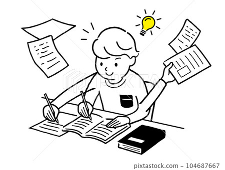 矢量插畫素材:青少年、男孩、努力學習的學生 矢量插畫素材:青少年、男孩、努力學習的學生 104687667