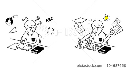 Vector illustration material: teens, boys, students studying Vector illustration material: teens, boys, students studying 104687668