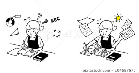 Vector illustration material: teens, girls, students studying Vector illustration material: teens, girls, students studying 104687675