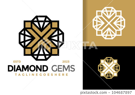 Letter X diamond jewelry logo design vector symbol icon illustration 104687897