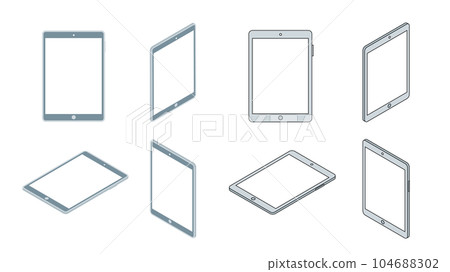 Tablet illustration icon set drawn by isometric projection Tablet illustration icon set drawn by isometric projection 104688302