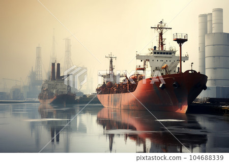 View of big cargo ship bulk carrier. 104688339