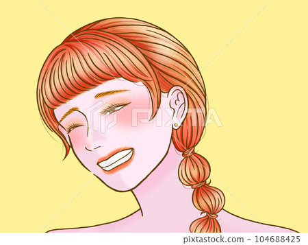 Laughing girl yellow background 104688425