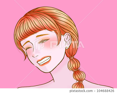 Laughing girl pink background 104688426