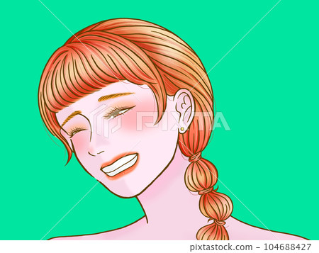 笑的女孩綠色背景 104688427