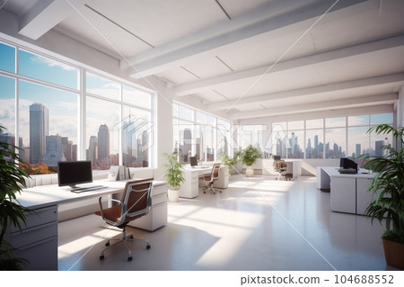 Image of a bright office in the city (white tone, middle floor) AI-generated Image of a bright office in the city (white tone, middle floor) AI-generated 104688552