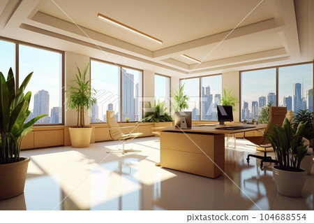 Image of a stylish office in an overseas city (natural, middle floor) AI-generated 104688554