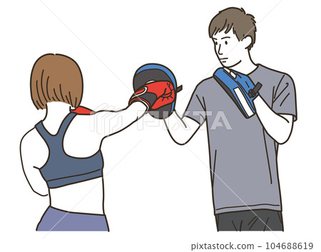 男女教練進行武術拳擊 104688619