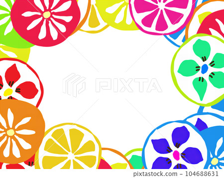 A pop and cute traditional work, transparent frame of flower pattern Kintaro candy 104688631
