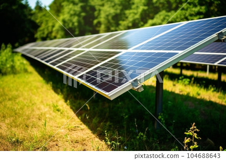 Image of solar panel (forest, close-up) AI generation 104688643