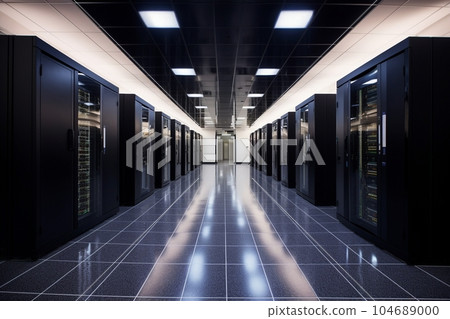 明亮的服務器機房圖像(黑色)AI 生成 明亮的服務器機房圖像(黑色)AI 生成 104689000