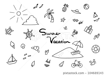 仲夏海灘集線描 104689143