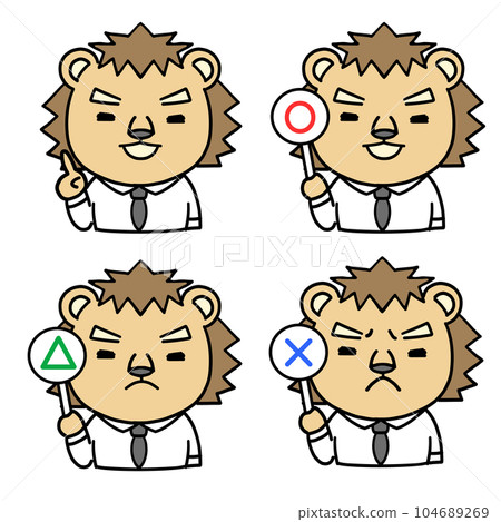 Animal character with round triangle x tag 104689269