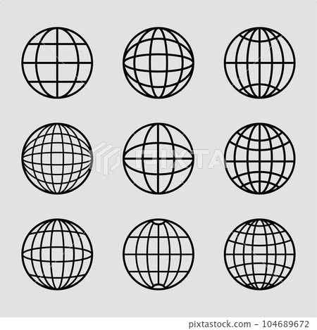 Y2K globe element, globe icon, Globe element, World Icon Black 104689672