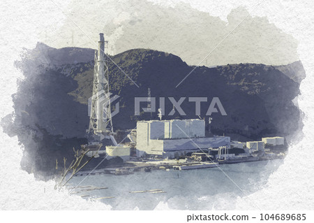 Watercolor style Kansai Electric Power Aioi Power Station Aioi City, Hyogo Prefecture Watercolor style Kansai Electric Power Aioi Power Station Aioi City, Hyogo Prefecture 104689685