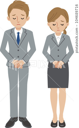 向男性和女性商務人士道歉 向男性和女性商務人士道歉 104689716