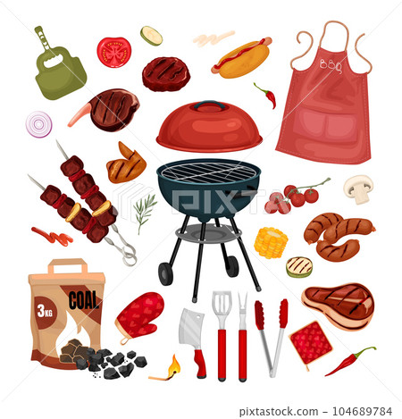 Vector illustration of picnic supplies. Vector illustration of picnic supplies. 104689784