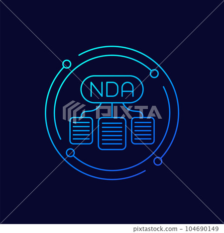 NDA icon with documents, linear design NDA icon with documents, linear design 104690149