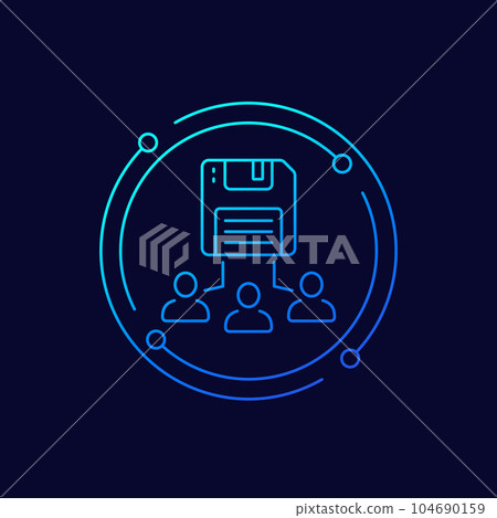 storing user data icon, linear design storing user data icon, linear design 104690159