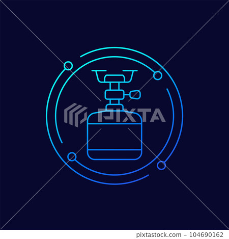 camping stove icon, linear design camping stove icon, linear design 104690162