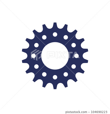 Bicycle gear or sprocket icon on white 104690223