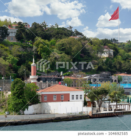 View from Europian side of Bosphorus overlooking Defterdar Ibrahim Pasa Mosque, Besiktas district, Istanbul, Turkey View from Europian side of Bosphorus overlooking Defterdar Ibrahim Pasa Mosque, Besiktas district, Istanbul, Turkey 104692585