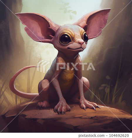 Chupacabra, scary fantastic mystical creature, close-up, with big ears and long claws, baby gargoyle, Chupacabra, scary fantastic mystical creature, close-up, with big ears and long claws, baby gargoyle, 104692620