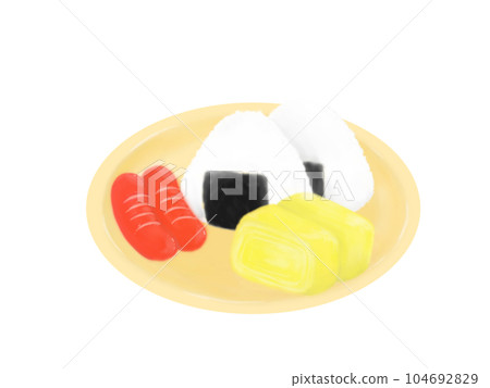 Rice ball, wiener sausage, tamagoyaki 104692829