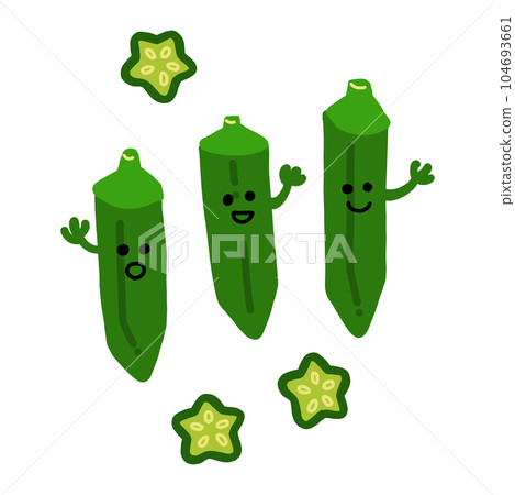 okra character hand drawn color illustration material okra character hand drawn color illustration material 104693661