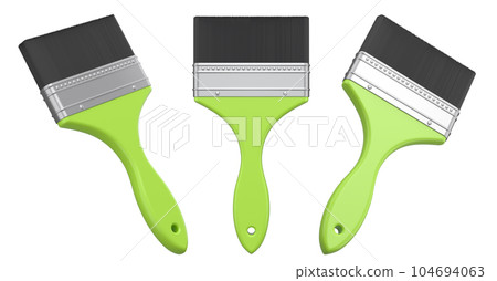 Set of paint bristle brushes for repair work and construction on white. 104694063