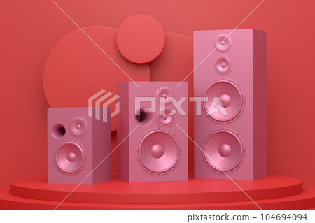 Abstract scene or podium with Hi-fi speakers on monochrome background 104694094