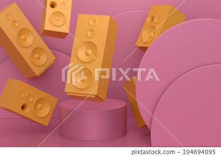 Abstract scene or podium with Hi-fi speakers on monochrome background 104694095
