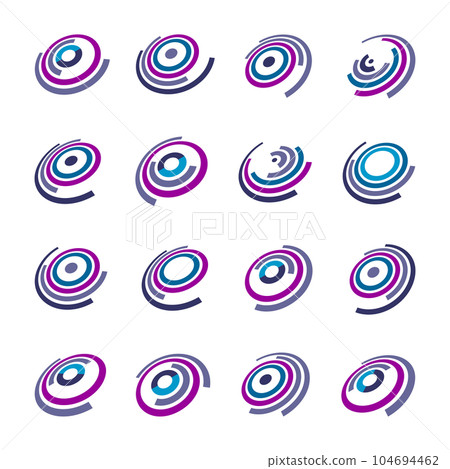 Set of Rotation Geometric Elements for Logo Design. Abstract Icons. Vector Art. 104694462