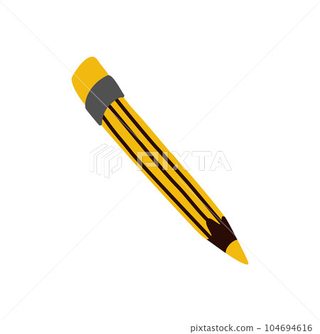 A vector illustration with a simple pencil. Yellow pencil on the white background 104694616